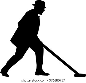 Man playing shuffleboard silhouette