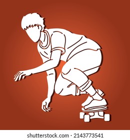 A Man Playing Skateboard Extreme Sport Skateboarder Action Cartoon Graphic Vector