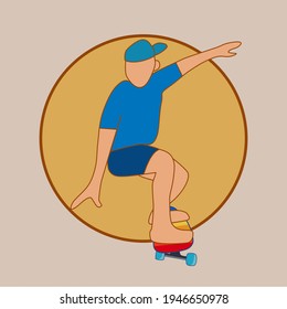 A man playing skateboarder. Vector illustration for graphic design or surf skate content background