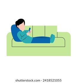 Hombre Jugando Smartphone En Sofa