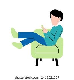 Hombre Jugando Smartphone En Sofa