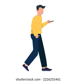 Man Playing Smartphone while Walking