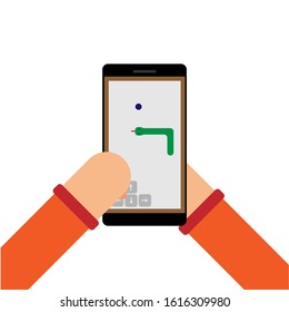 man playing a snake on the phone, vector