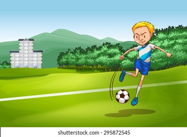 Man playing soccer in the field