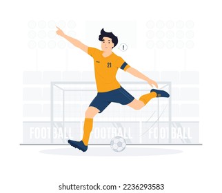 Man playing soccer as football player in action concept illustration