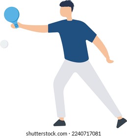 Man playing table tennis, Ping Pong player, Table tennis action cartoon, girl with a young man playing table tennis
