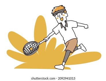  A man playing tennis for a change of mood How to have creative, logical and creative thinking Loose hand-painted person