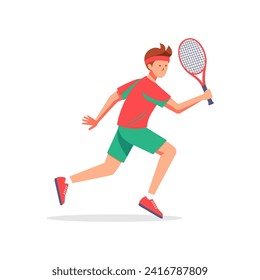 Man playing tennis. Flat graphic vector illustration on white background.