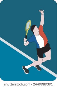 man playing tennis hand draw illustration