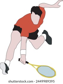 Hombre jugando tenis dibujo de mano ilustración