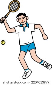 man playing tennis hitting ball