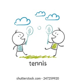 man playing tennis illustration