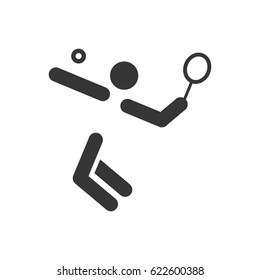 Man playing tennis on the white background. Vector illustration