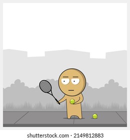 Man playing tennis Man with tennis racket