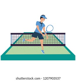 man playing tennis in sport court