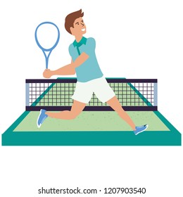 man playing tennis in sport court