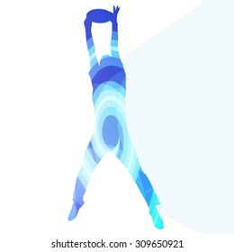 Man playing throwing flying disc silhouette illustration vector background colorful concept made of transparent curved shapes