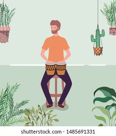 man playing timpani drums character