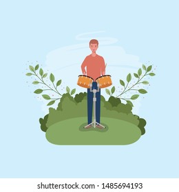 man playing timpani drums character