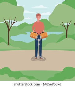 man playing timpani drums character