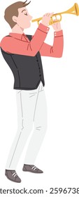 Man playing the trumpet, Cartoon feel.