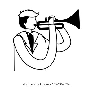 man playing trumpet instrument