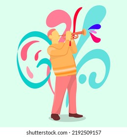 man playing trumpet vector flat illustration art