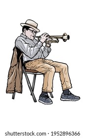 Man playing a trumpet - vector illustration