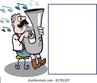 Man playing tuba vector cartoon