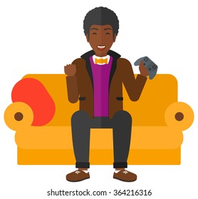 Man playing video game.