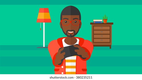 Man playing video game.