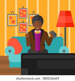 Man playing video game.