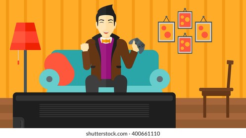 Man playing video game.