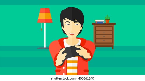 Man playing video game.