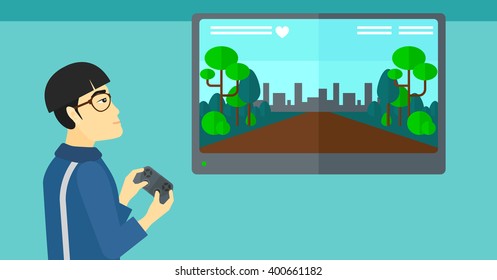 Hombre jugando a videojuegos.