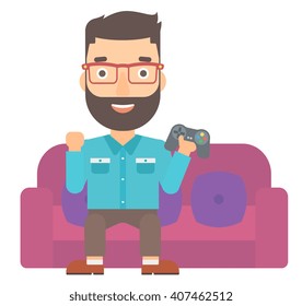 Man playing video game.