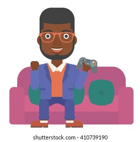 Man playing video game.