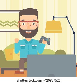 Man playing video game.