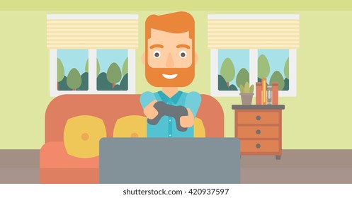 Man playing video game.