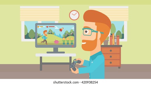 Man playing video game.