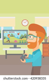 Man playing video game.