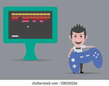man playing video games