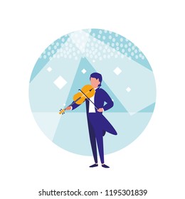 man playing the violin isolated icon