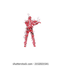 Man playing violin made of musical notes. Red musical notes violinist vector illustration design for live concert events, music festivals and shows posters, party flyers