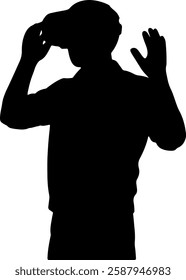 Man playing virtual reality silhouette illustration vector design.