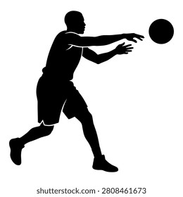 Man playing volleyball, action pose, dynamic, sport, game.