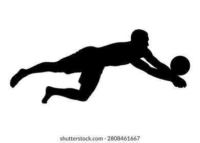 Man playing volleyball, diving, save, sport, action, game.