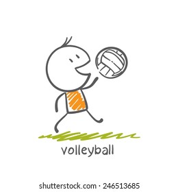 man playing volleyball illustration