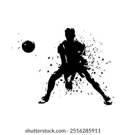 Man playing volleyball, isolated vector silhouette, male volleyball player