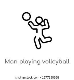 man playing volleyball vector line icon. Simple element illustration. man playing volleyball outline icon from sports concept. Can be used for web and mobile